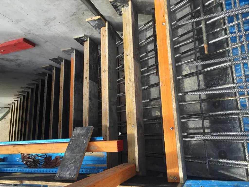 Formwork for concrete casting featuring multiple vertical rebar alignments at the Kirawee construction project.